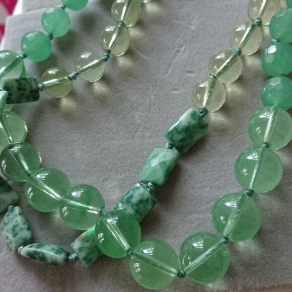 Banana republic double layer green & gold bold statement necklace - Picture 3 of 13